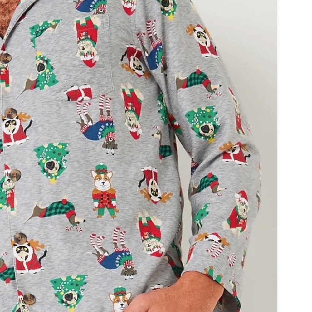 NWT L mens dogs doodles lab cats corgi family pajamas pugs christmas old navy pj - Picture 4 of 6